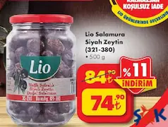 LİO SALAMURA SİYAH ZEYTİN 500 G fiyat ve kampanya bilgisi